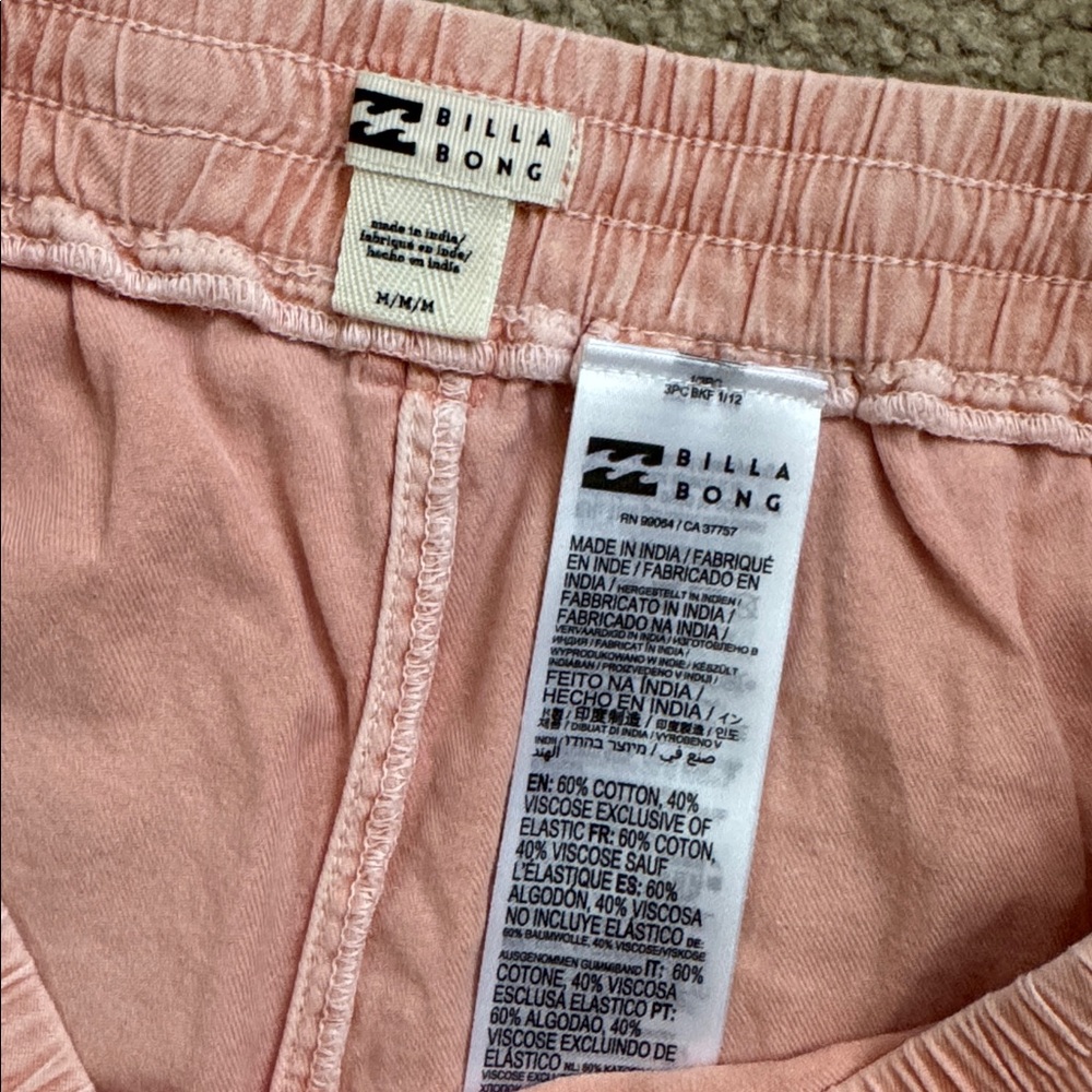 BILLABONG, M, drawstring shorts, coral color - Picture 3 of 3